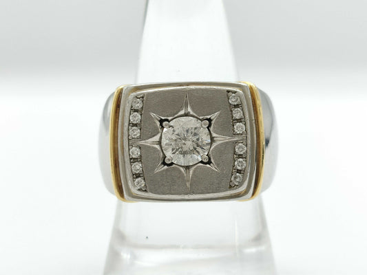 D1.02ct FD0.1ct Pt900/K18 47.2g Ring