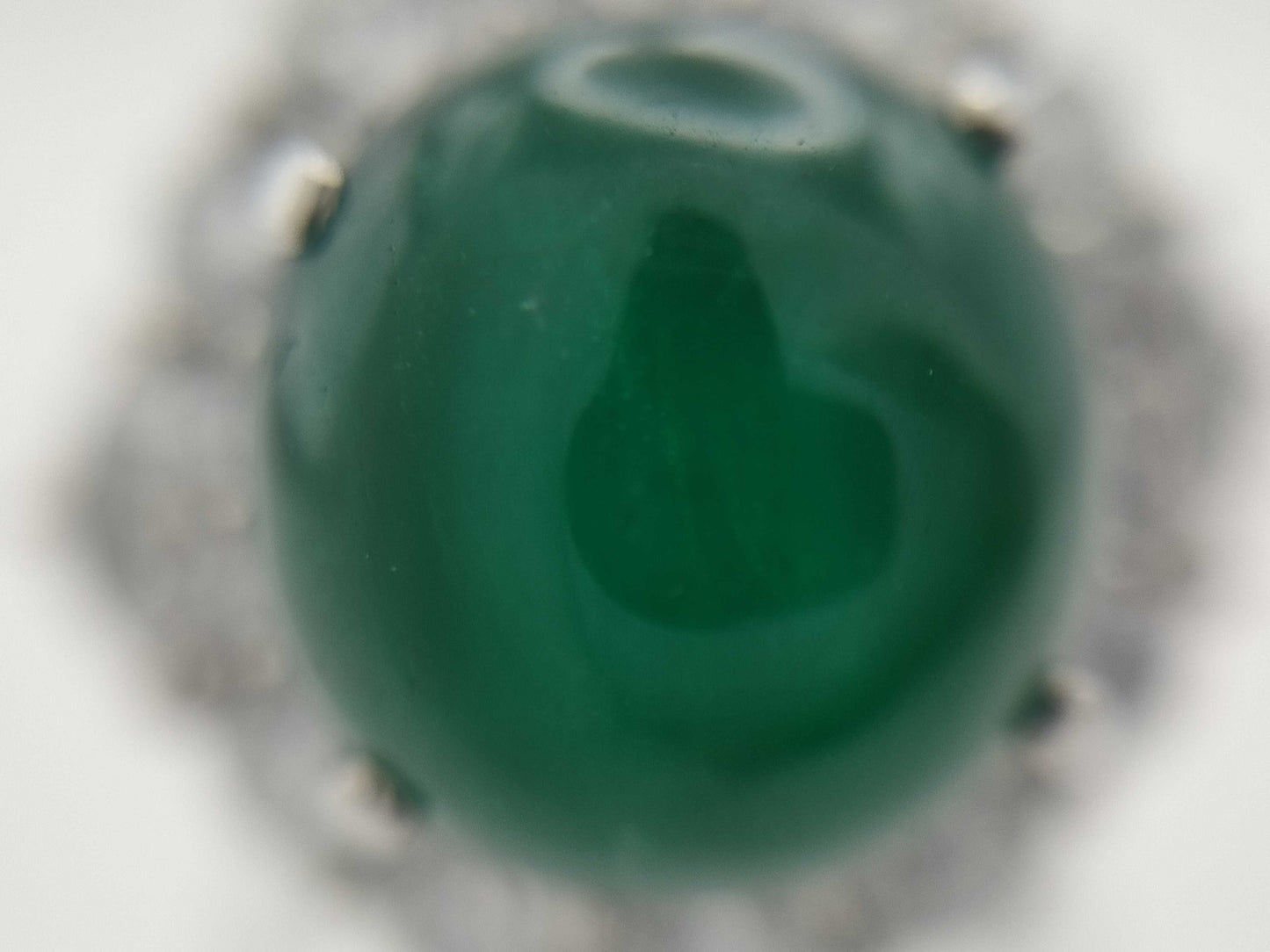 Emerald Cat's Eye 10.24ct D2.78ct Pt900 17.1g Ring