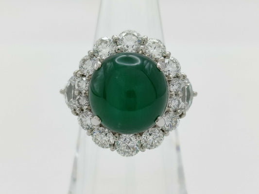 Emerald Cat's Eye 10.24ct D2.78ct Pt900 17.1g Ring