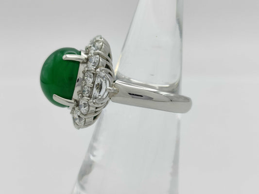 Emerald Cat's Eye 10.24ct D2.78ct Pt900 17.1g Ring