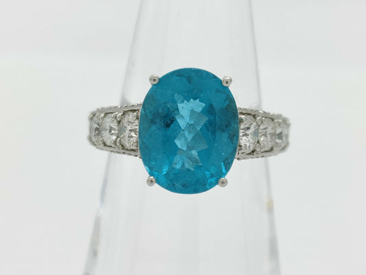 Paraiba Tourmaline 3.719ct D1.26ct Pt950 8.0g Ring