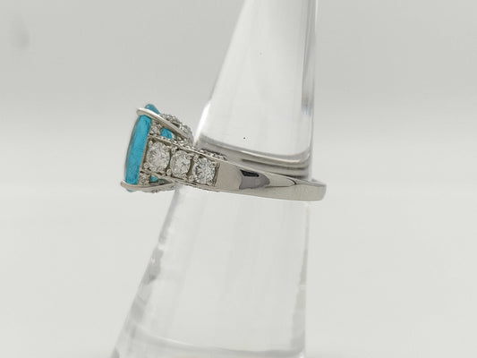 Paraiba Tourmaline 3.719ct D1.26ct Pt950 8.0g Ring
