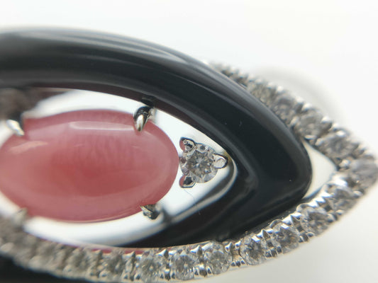 Concrete Pearl 0.905ct Colored Stone D0.16ct / Conch Pearl 0.905ct Colored Stone D0.16ct K18WG 3.9g Earrings