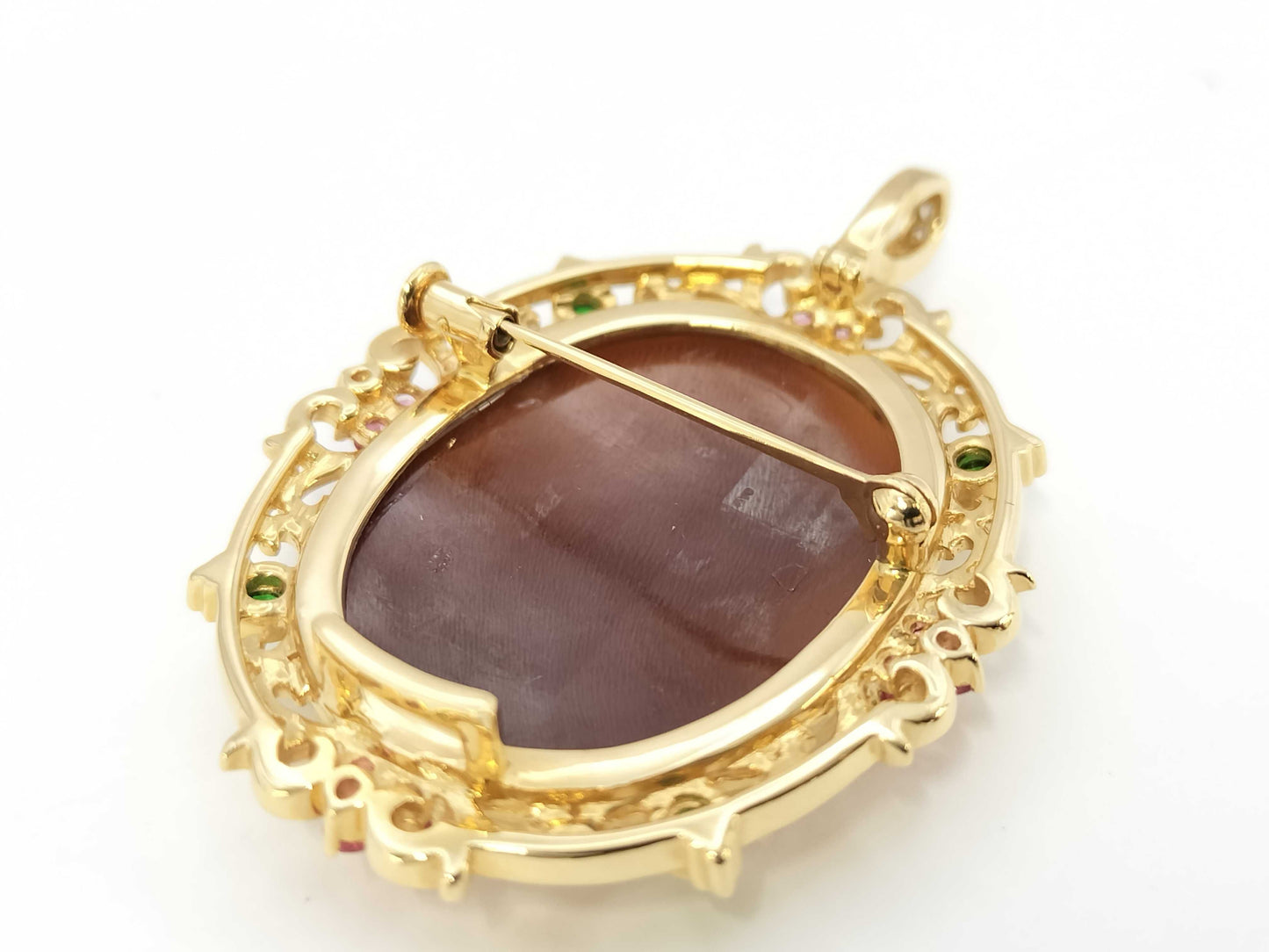 Shell Cameo S0.45ct G0.21ct D0.07ct K18 16.0g Pendant Top