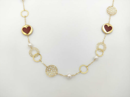 Station Stone Cameo Pearl Diameter Approx. 6.0mm K18 10.4g Necklace