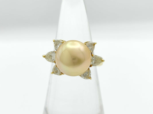 Pearl Diameter Approx. 11.7mm D1.343ct K18 8.7g Ring