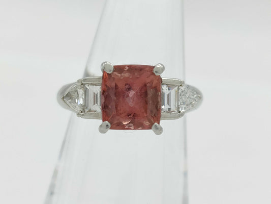 Imperial Topaz 3.72ct D0.80ct Pt900 8.3G Ring