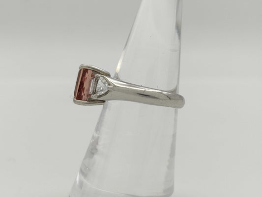 Imperial Topaz 3.72ct D0.80ct Pt900 8.3G Ring