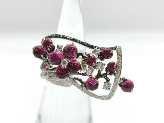 Colored Stone Diamond 6.52 Engraved 750 12.9g Ring