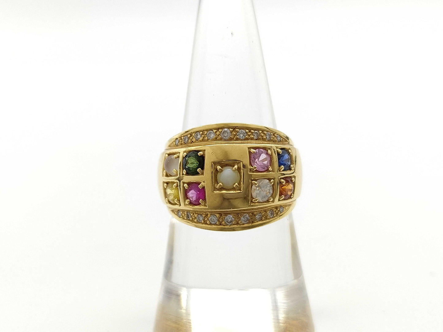 Colored Stone Diamond K18 9.0g Ring
