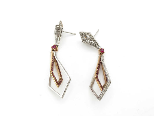 Ruby Diamond K18 8.6g Earrings