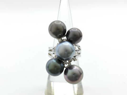 Pearl Diameter Approx. 9.3-11.3mm D0.16ct K18 16.6g Ring