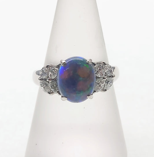Black Opal 2.54ct D0.70ct PT900 9.2g Ring