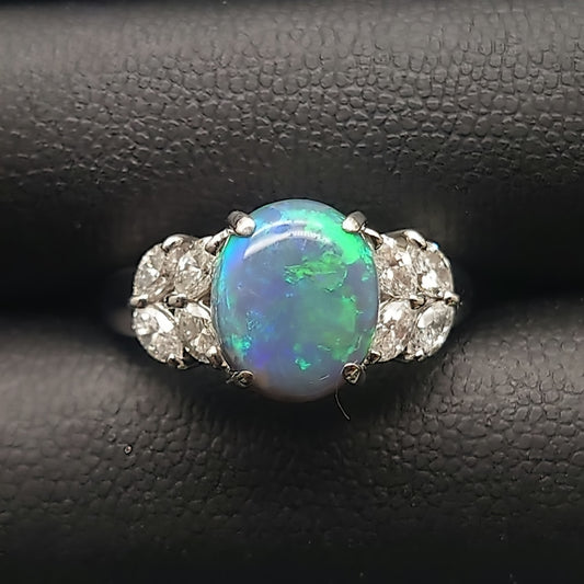 Black Opal 2.54ct D0.70ct PT900 9.2g Ring