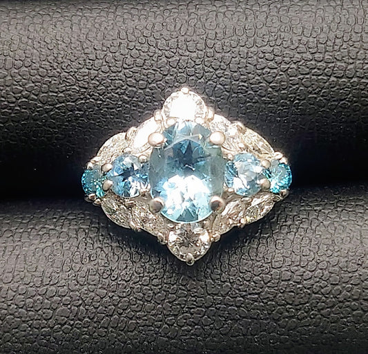 AQ1.04ct/0.36ct D0.95ct Pt900 5.5g Ring