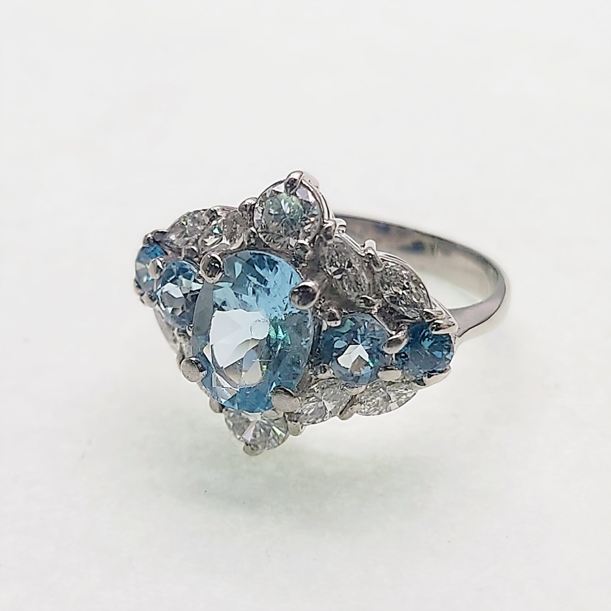 AQ1.04ct/0.36ct D0.95ct Pt900 5.5g Ring
