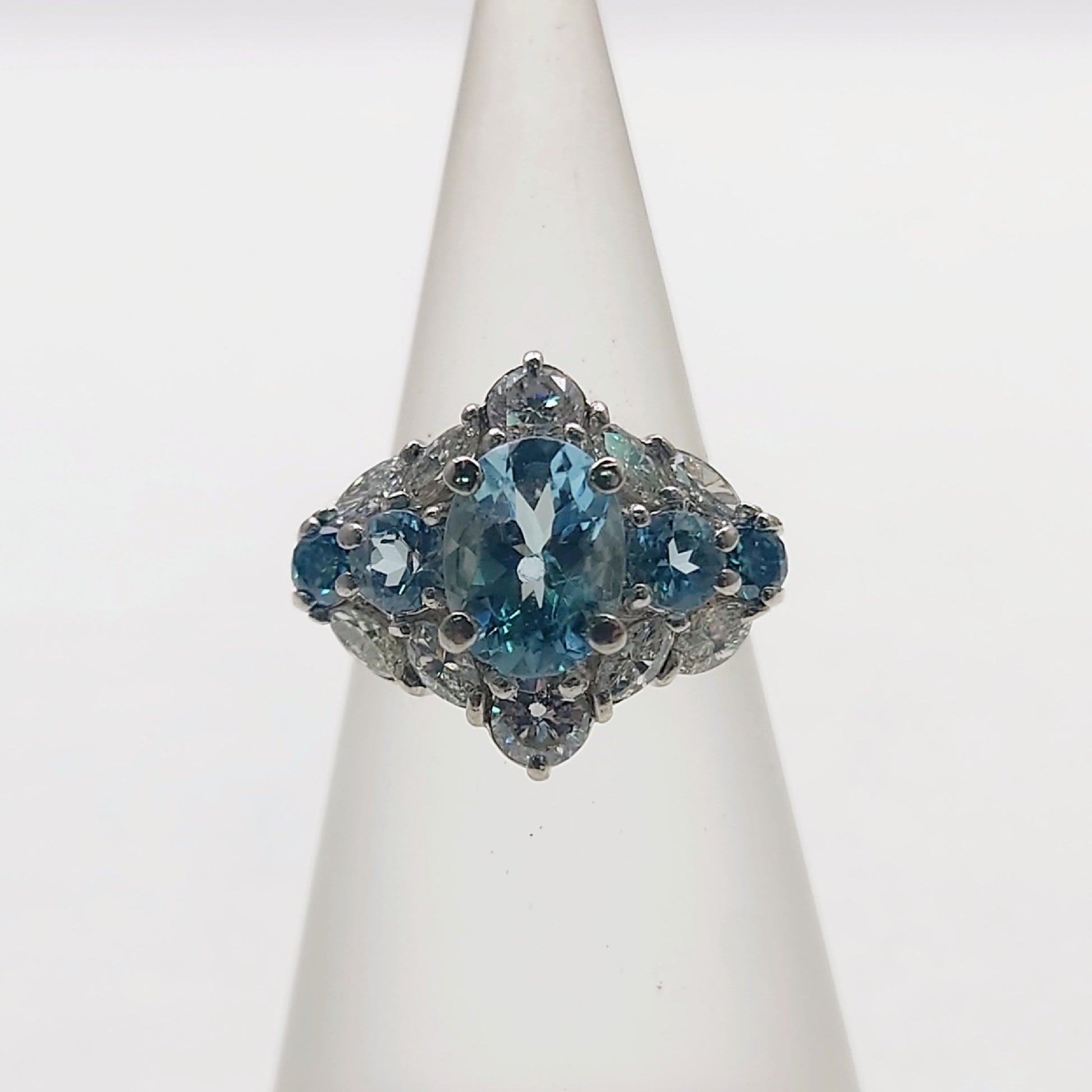 AQ1.04ct/0.36ct D0.95ct Pt900 5.5g Ring