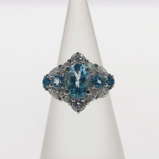 AQ1.04ct/0.36ct D0.95ct Pt900 5.5g Ring
