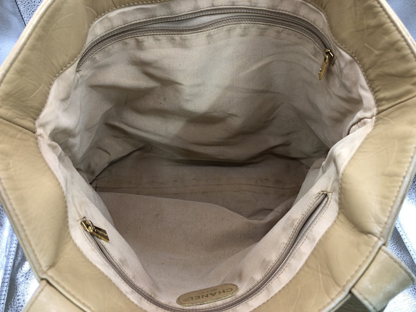 LOUIS VUITTON Cocomark Tote Bag with Seal 5971407 Lambskin Beige Tote Bag