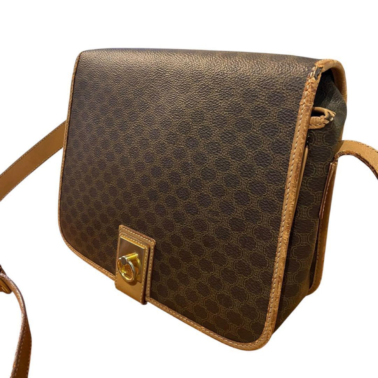 CELINE Macadam PVC Leather Brown Shoulder Bag