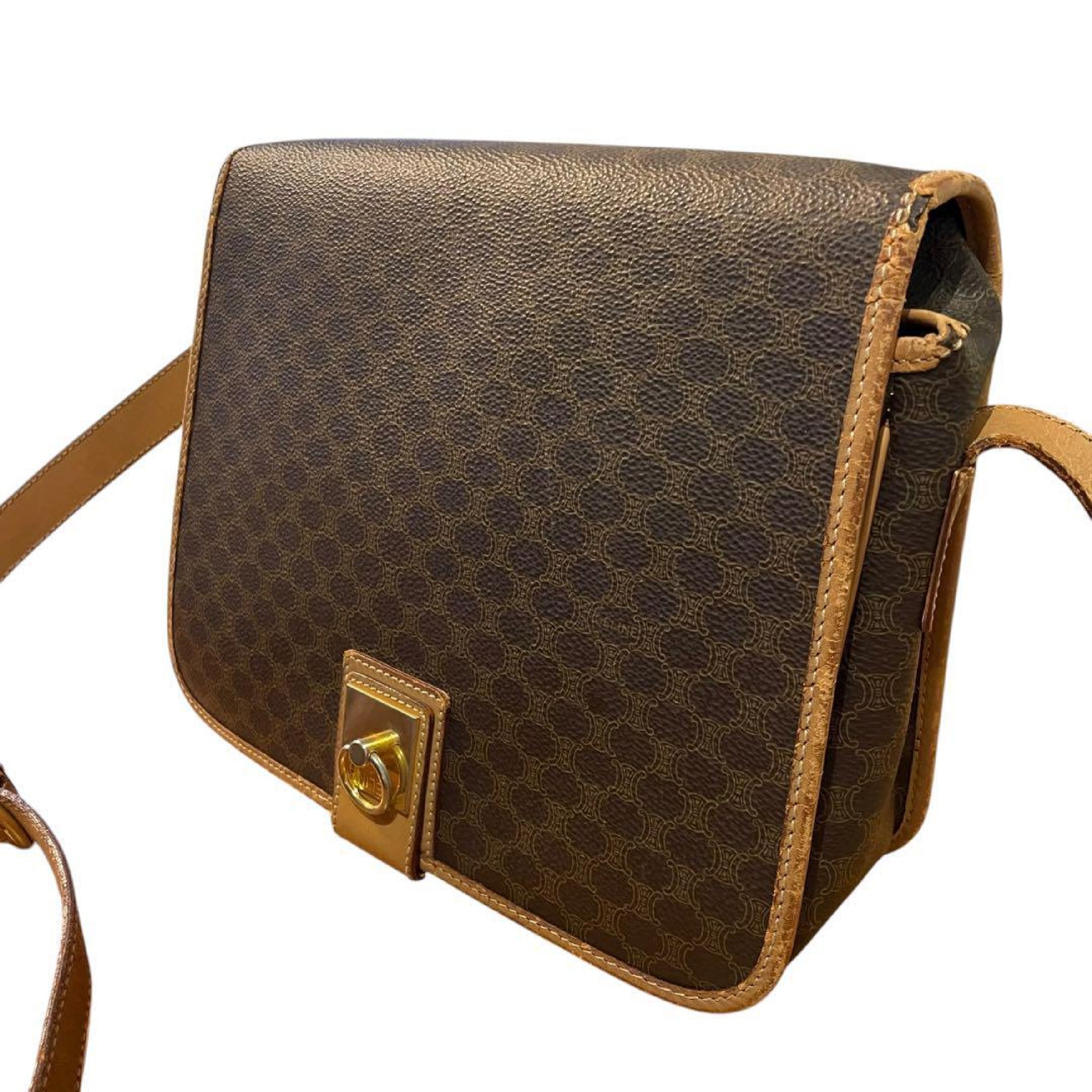 CELINE Macadam PVC Leather Brown Shoulder Bag