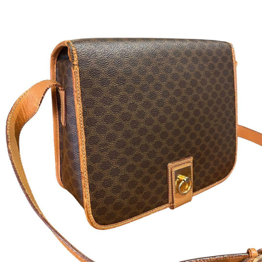 CELINE Macadam PVC Leather Brown Shoulder Bag