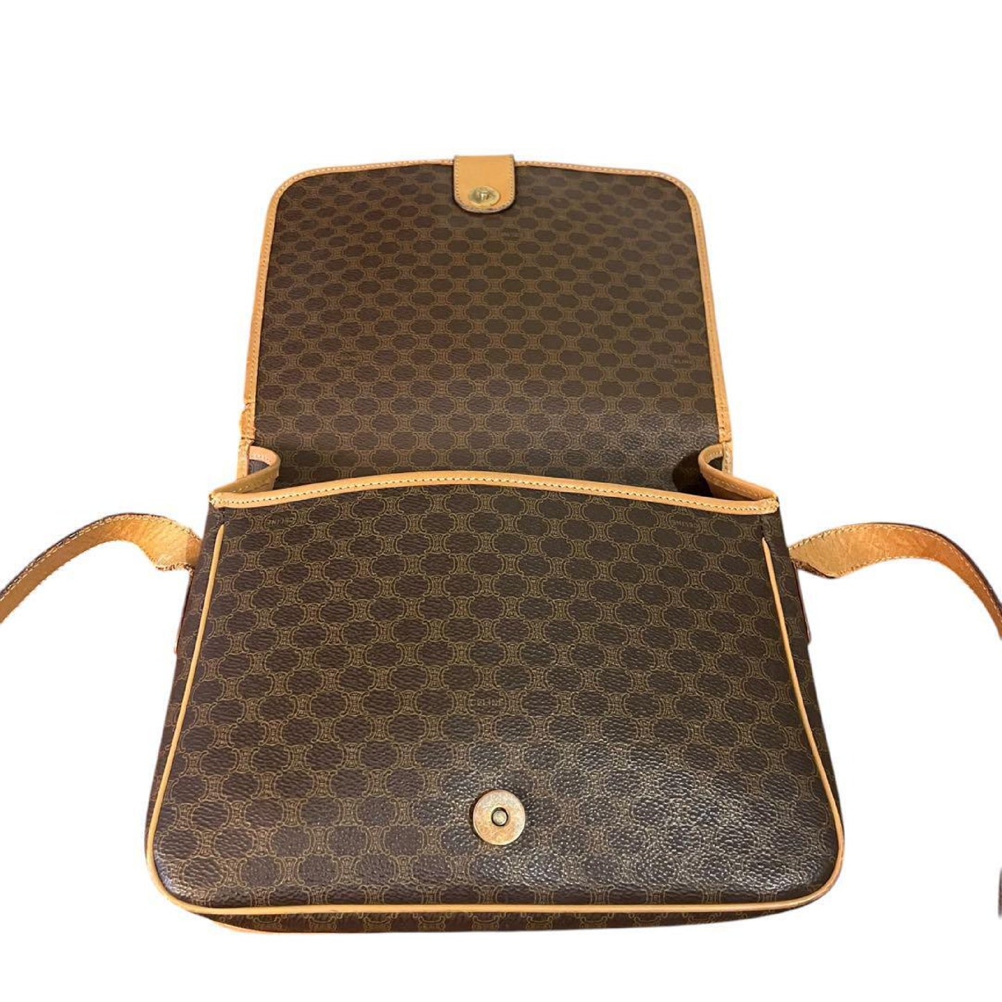 CELINE Macadam PVC Leather Brown Shoulder Bag