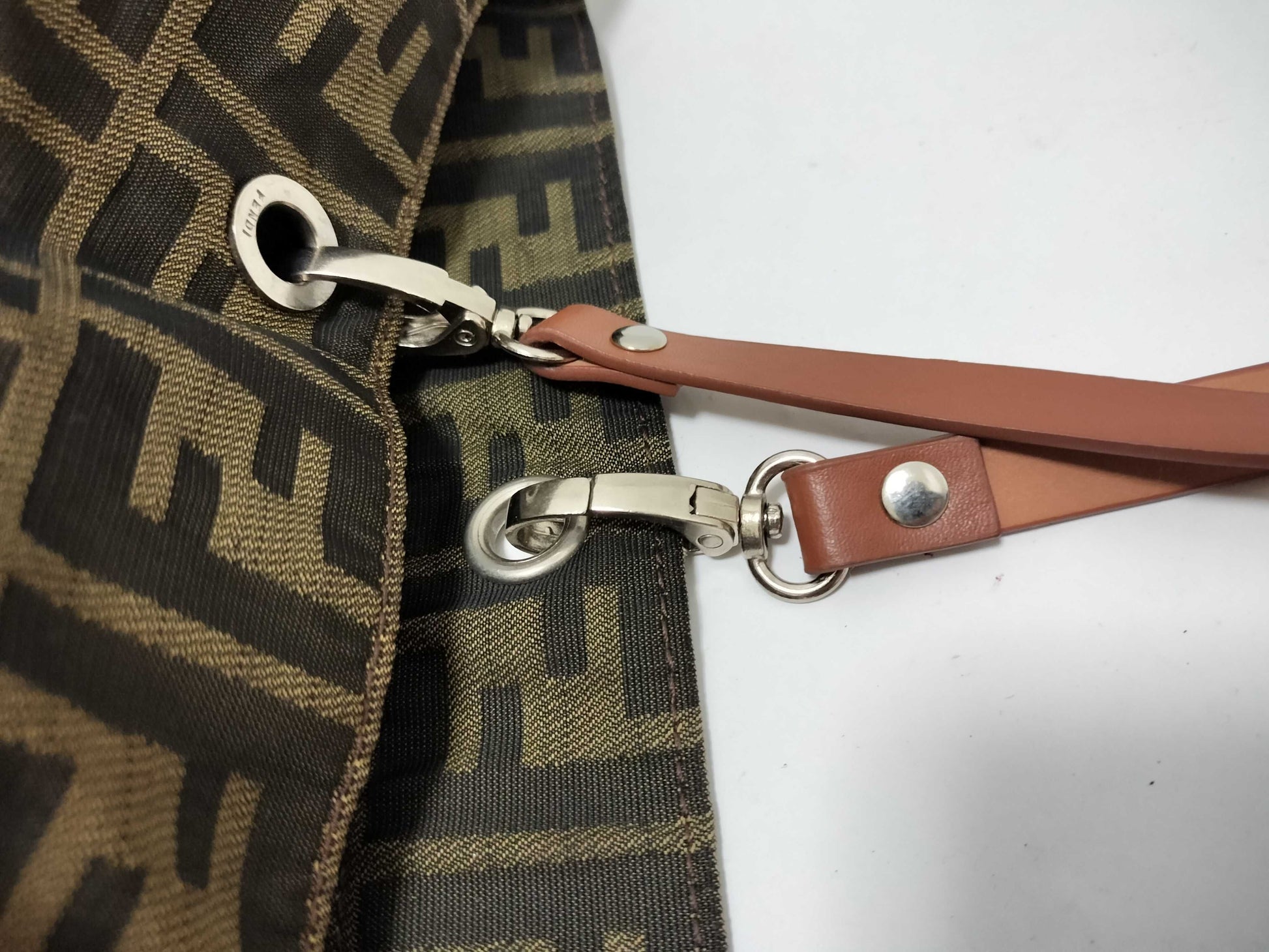 FENDI Zucca pattern Fendi Zucca nylon floral brown tote bag