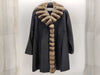 Mila Schon 100% Silk Coat with Chinchilla Fur, Size 40, Black, Dry Cleaned