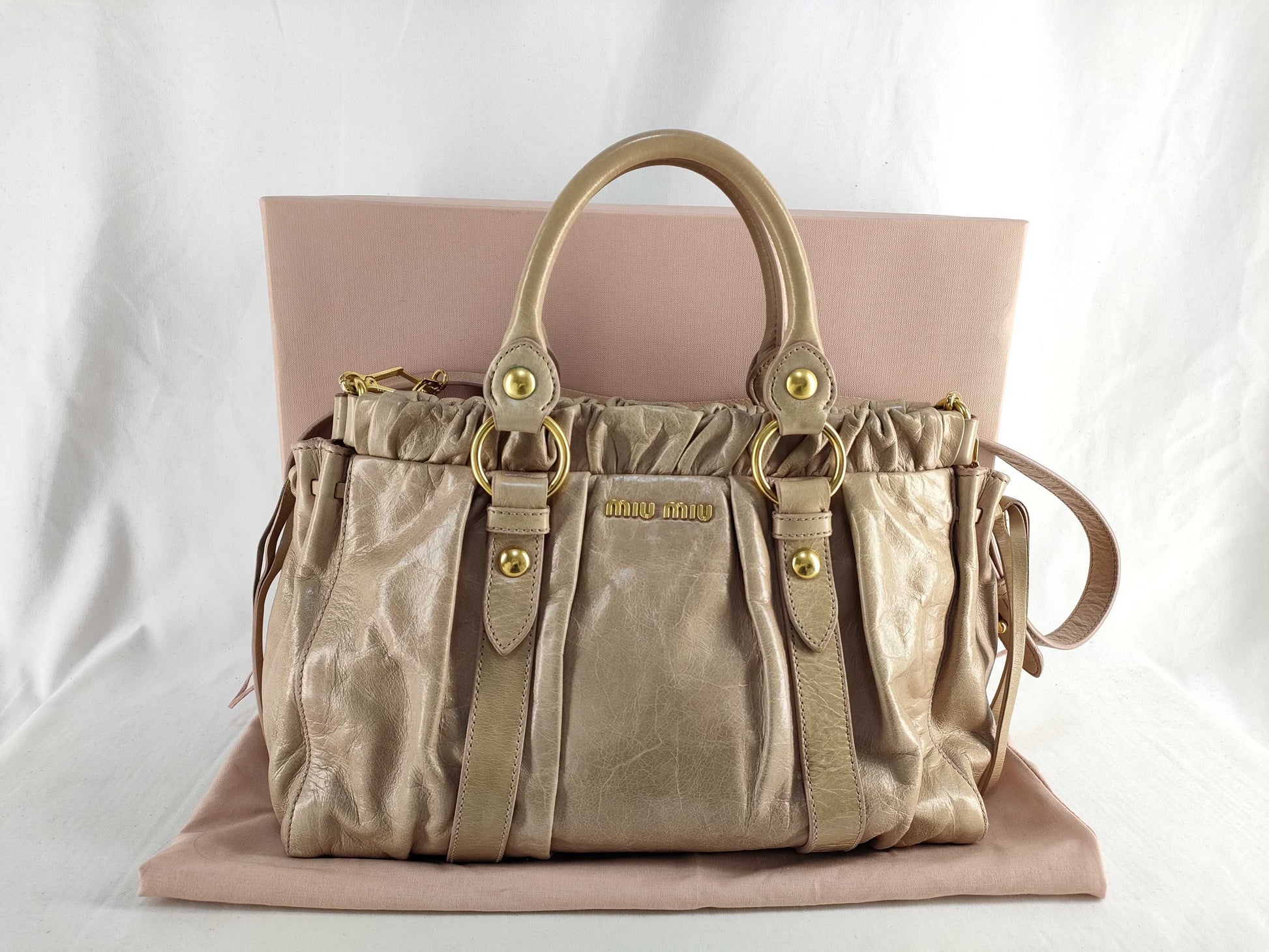 miu miu miumiu Vittero luxe 2way handbag shoulder bag gathered handbag