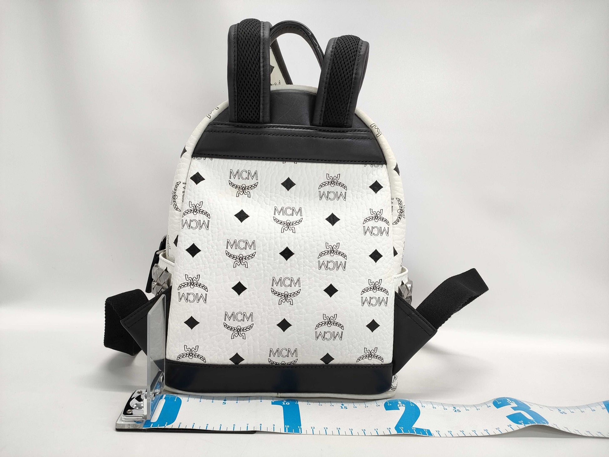 MCM MCM Backpack White Visetos Studded Leather Rucksack