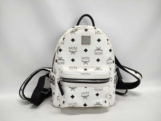 MCM MCM Backpack White Visetos Studded Leather Rucksack
