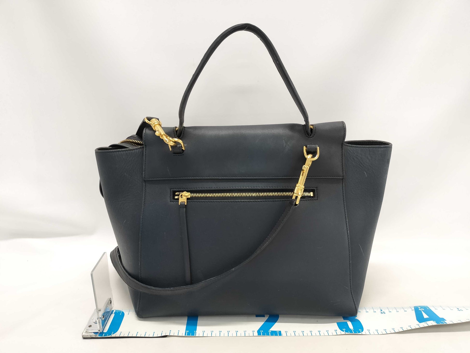 CELINE CELINE Belt Bag 2way Handbag Navy Leather Handbag