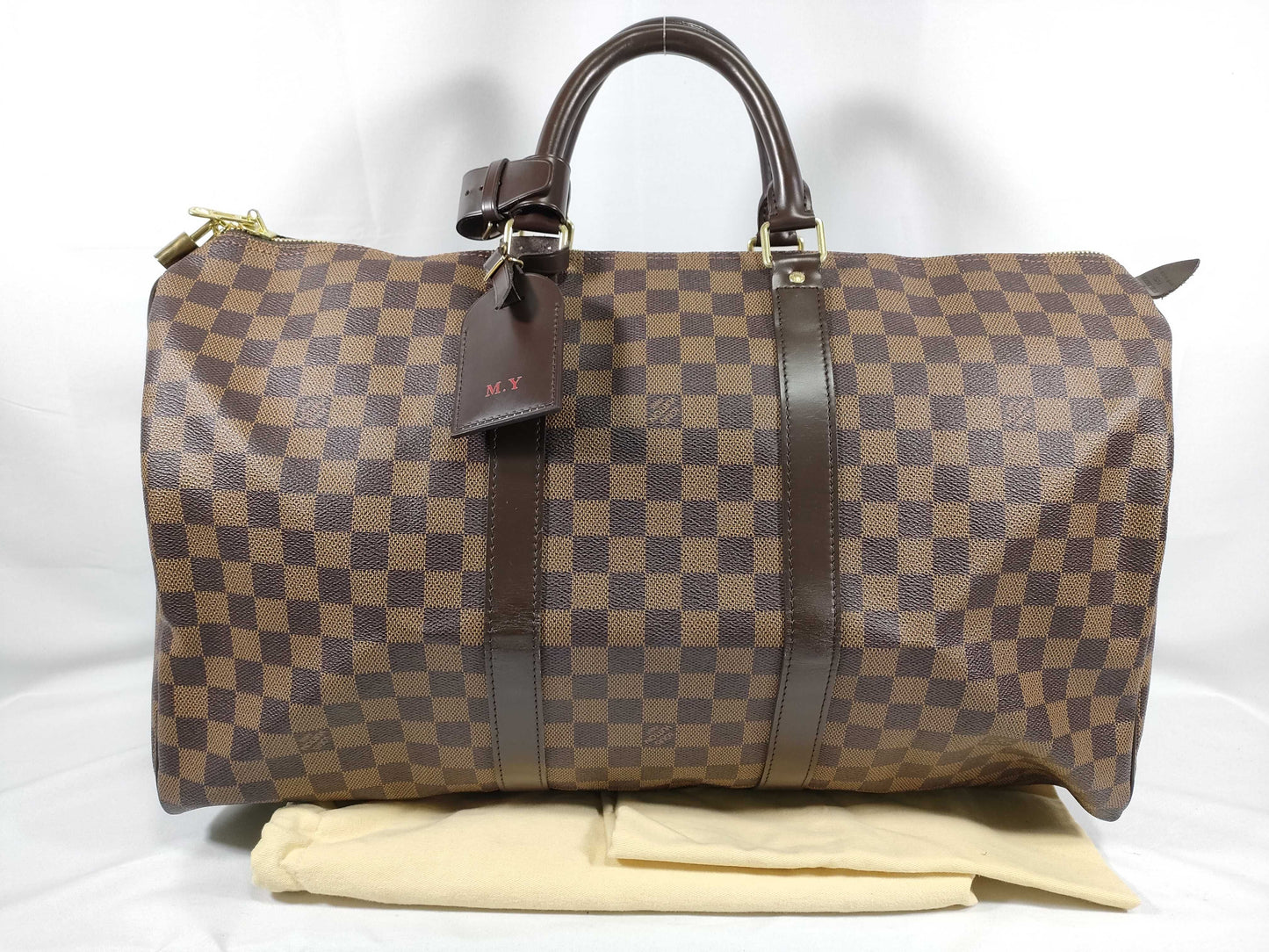 LOUIS VUITTON Damier Keepall 50 Boston Bag N41427 MB1068 Brown