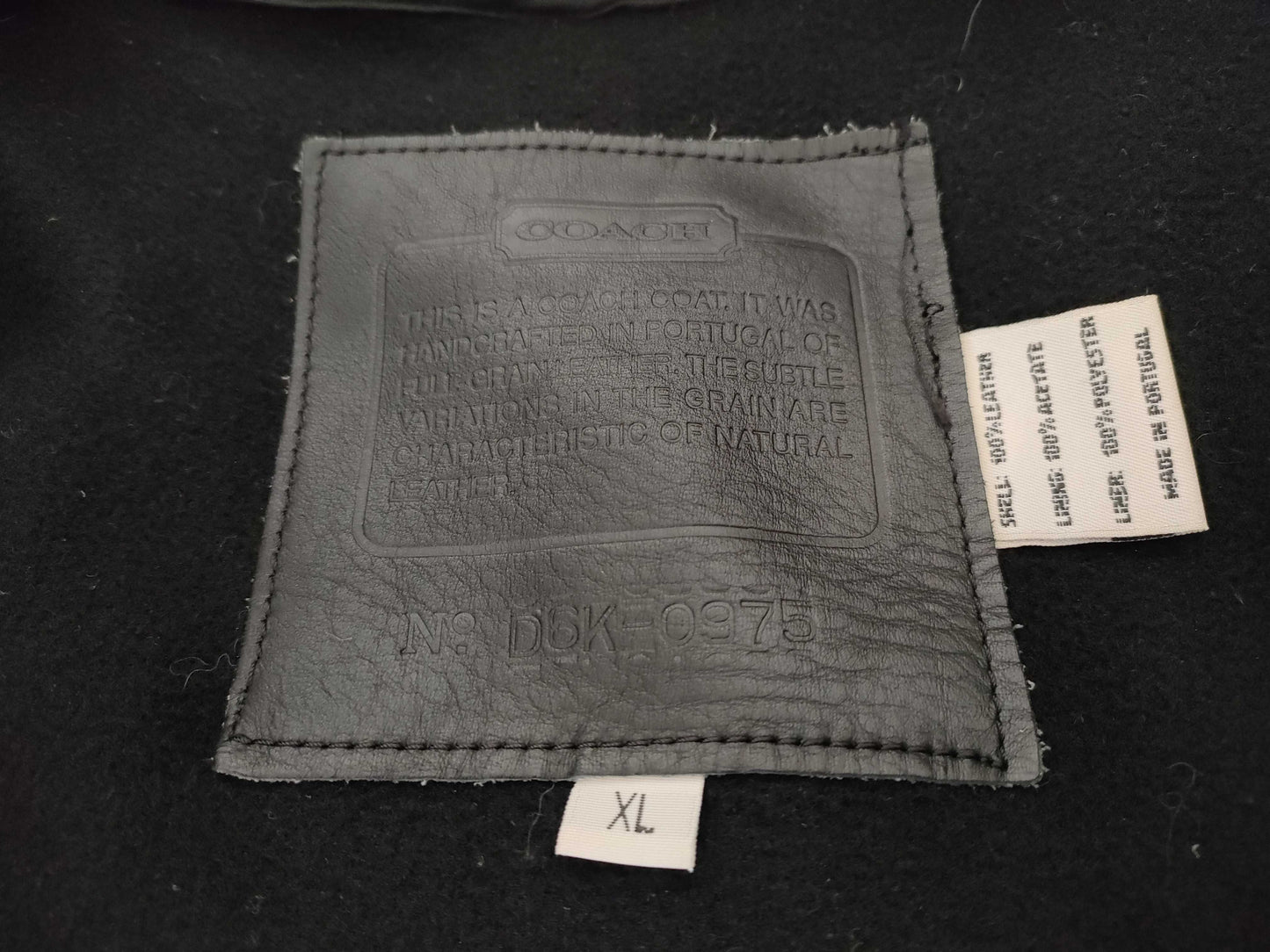 COACH Leather Jacket Black XL D6K 0975 Jacket