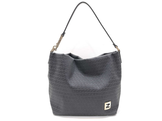 FENDI Zucchino Shoulder Bag Nylon Black Shoulder Bag