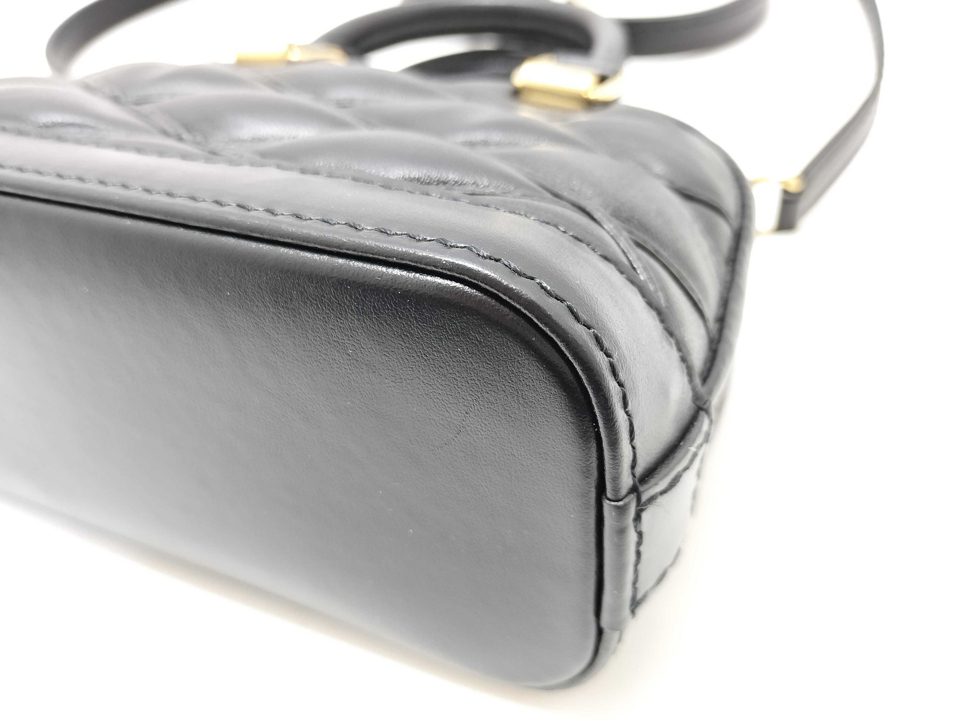 LOUIS VUITTON Vuitton M83048 Maltage NanoAlma Leather Black Handbag