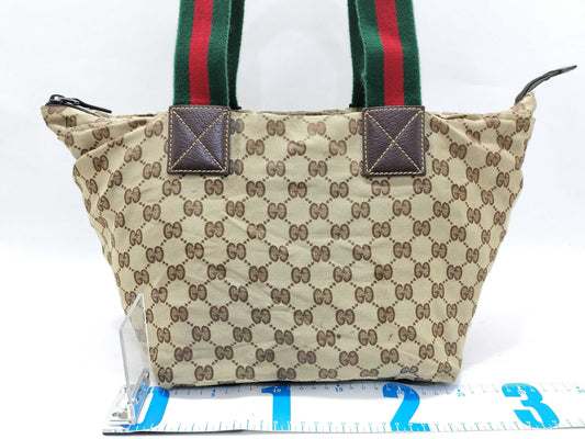 GUCCI GG Canvas Gucci 131230 GG Canvas Sherry Line Tote Bag Brown Handbag