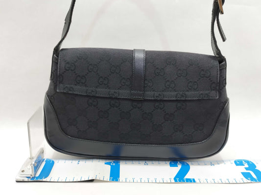 GUCCI Jackie Gucci GG Canvas Shoulder Bag Leather Black Shoulder Bag