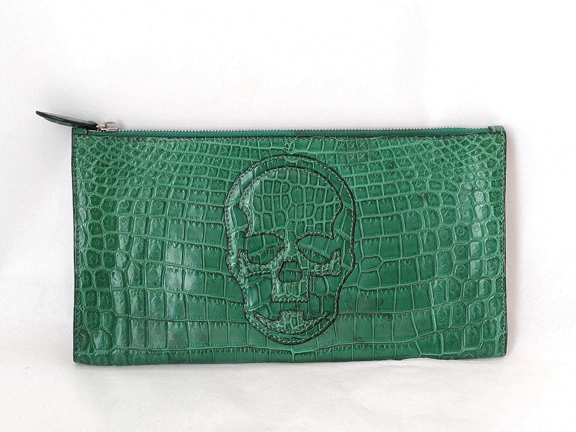 Lucien Pellat-Finet Lucien Pellafinet Lucien Pellafinet Flat Pouch Skull Green Clutch Bag