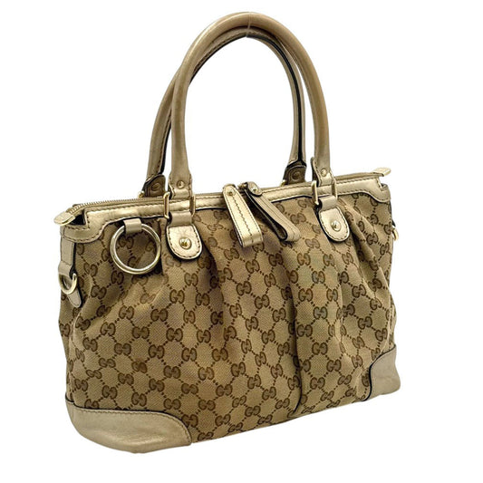 GUCCI Gucci Bag GUCCI 247902 GG Canvas Handbag Shoulder Bag 2WAY GG Gold Brown Beige Tote Bag