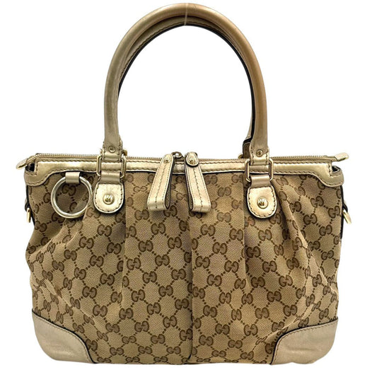 GUCCI Gucci Bag GUCCI 247902 GG Canvas Handbag Shoulder Bag 2WAY GG Gold Brown Beige Tote Bag
