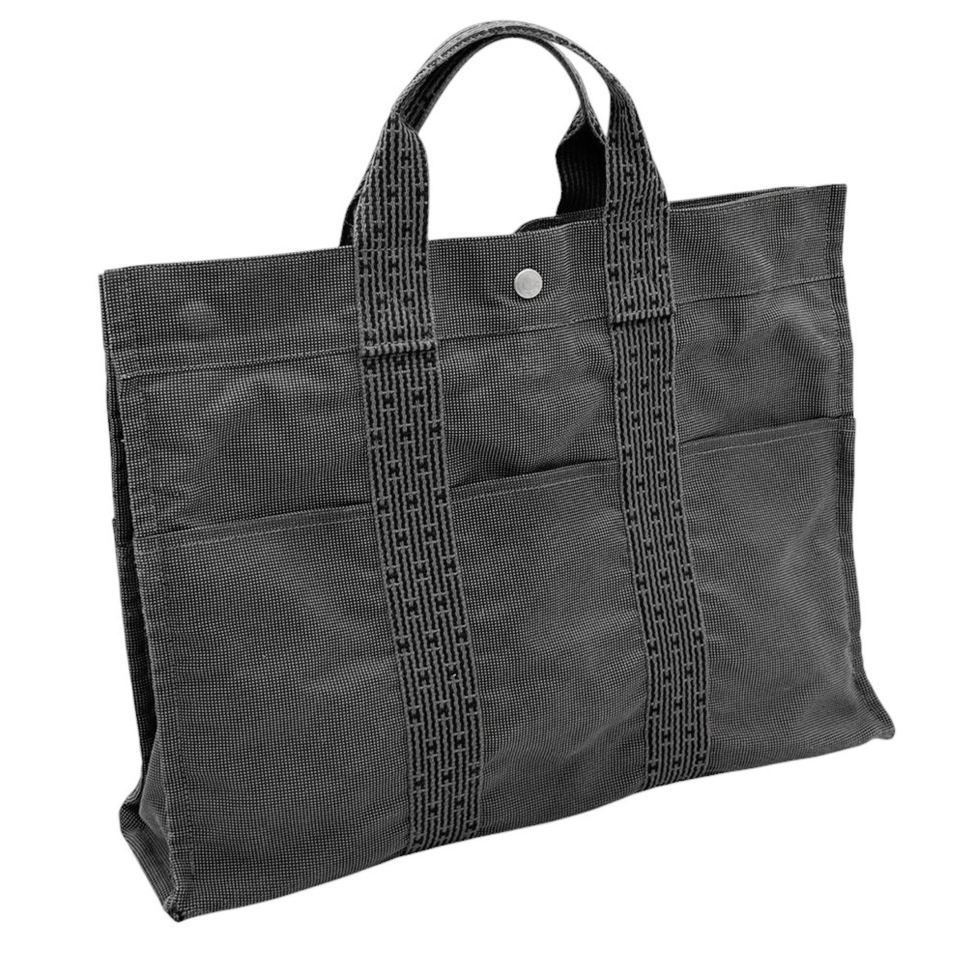 HERMES Bag HERMES Ale Line MM Tote Bag Canvas Large A4 Size Grey Tote Bag