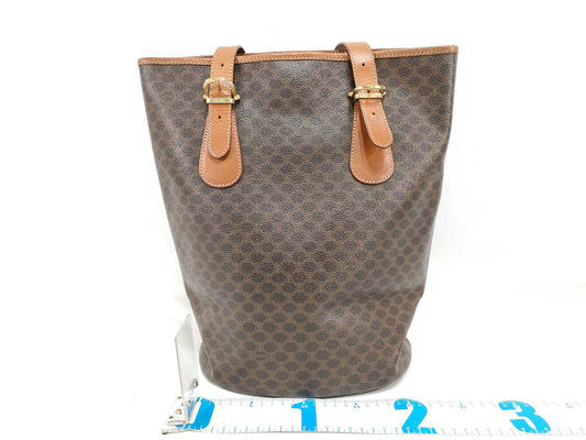 CELINE Tote Bag Macadam Pattern Brown Handbag
