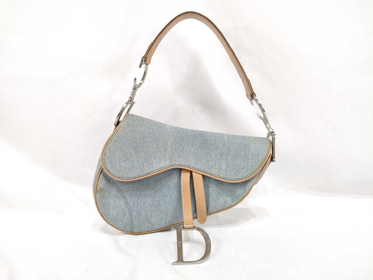 Dior Christian Dior Saddle Bag Denim Handbag