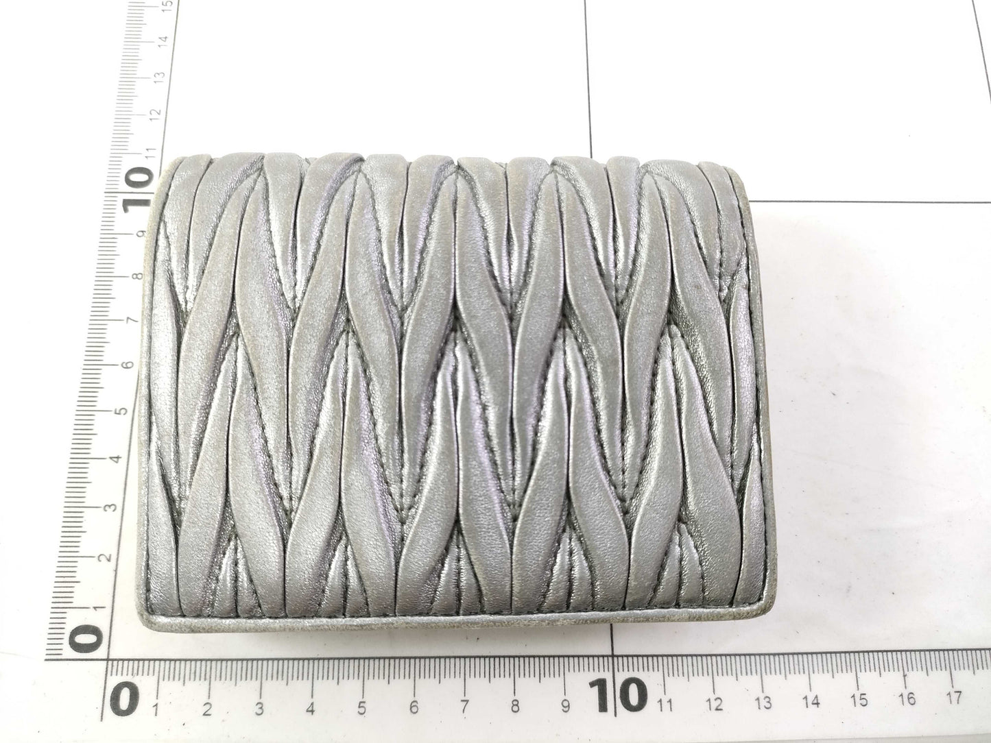 Miu Miu Bijou/Pearl Bifold Silver Wallet