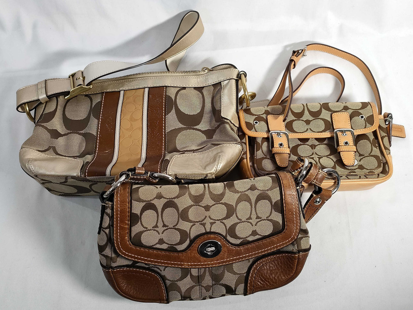 COACH Signature 3-Piece Bag Set 10983 / f11617 / 6844 / Signature Canvas Shoulder Bag