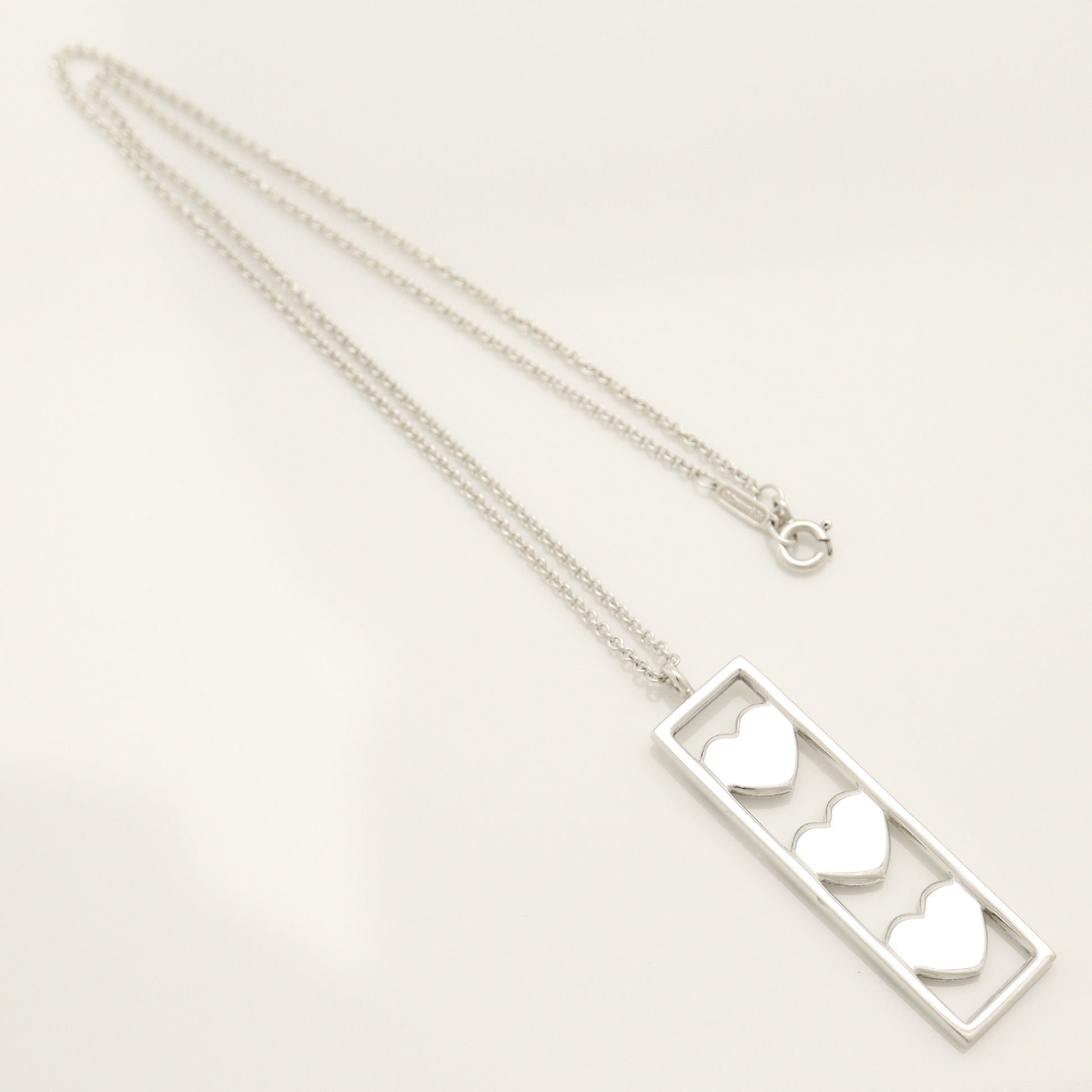Tiffany&Co. Tiffany&Co. Tiffany&Co. Triple Heart Plate Necklace Pendant Silver925 SV925 Weight 9.26g Necklace