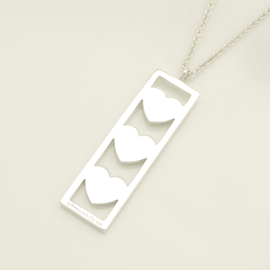 Tiffany&Co. Tiffany&Co. Tiffany&Co. Triple Heart Band Plate Necklace Silver925 SV925 Weight 9.35g Necklace