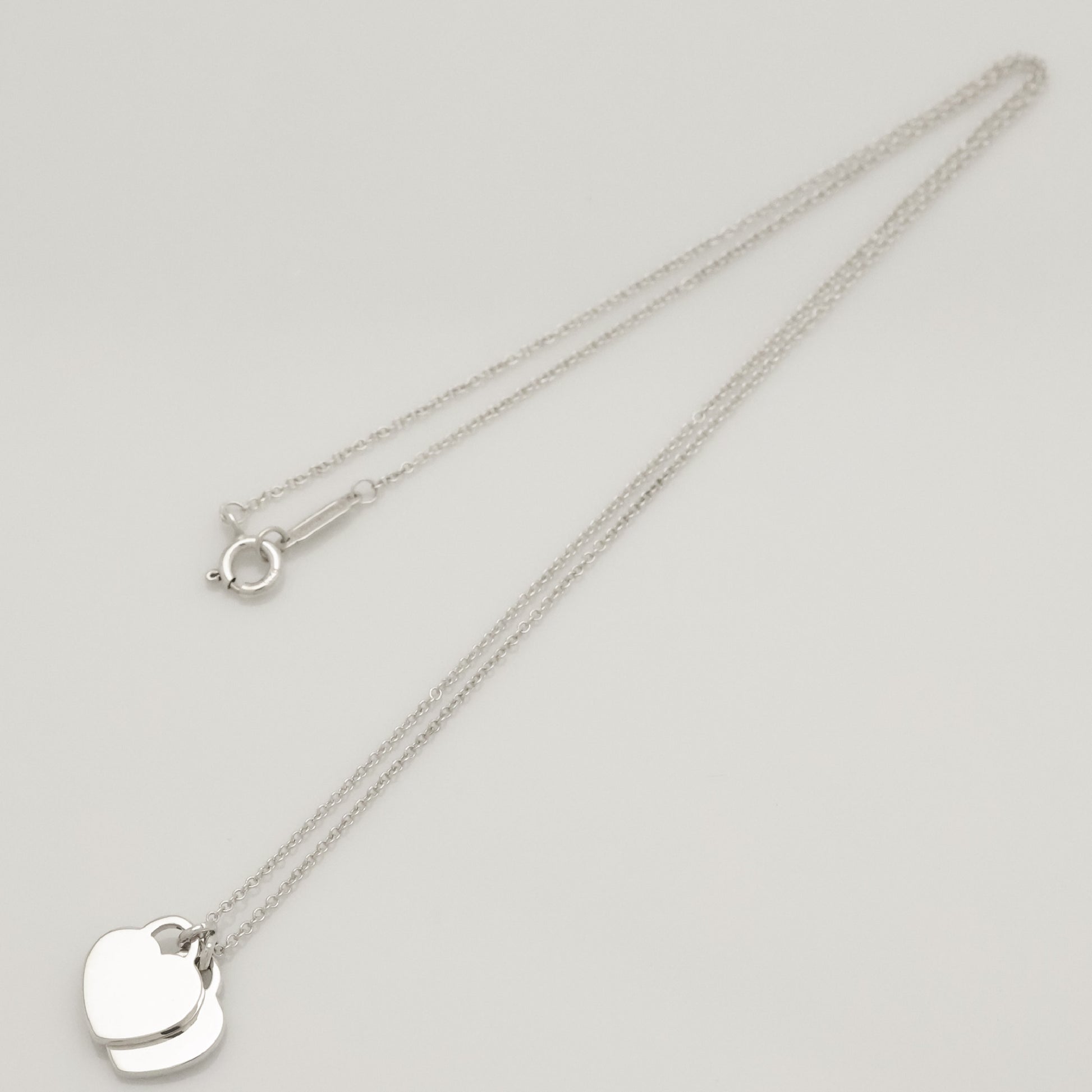 Tiffany&Co. Tiffany&Co. Tiffany&Co. Tiffany&Co. Return to Tiffany Mini Double Heart Tag Necklace Silver 925 SV925 Weight 2.84g Necklace